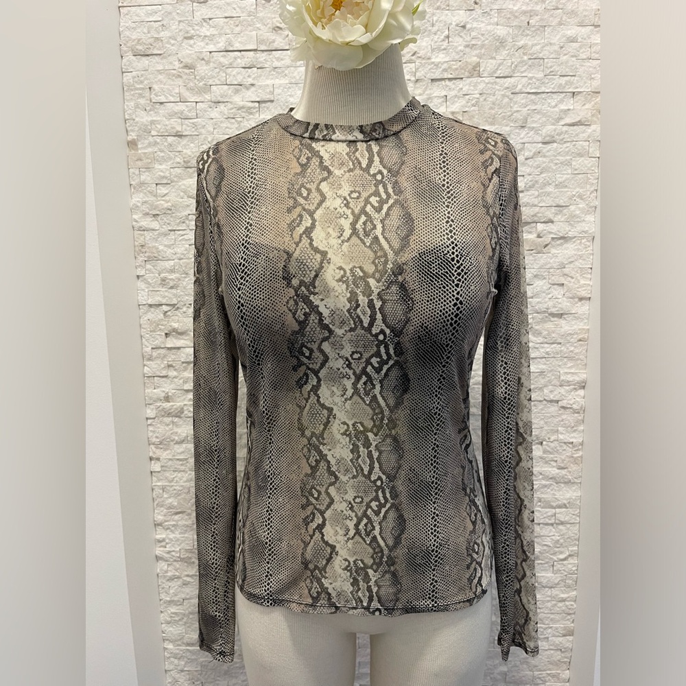 AFRM Olive Snakeskin Pattern Mesh Top